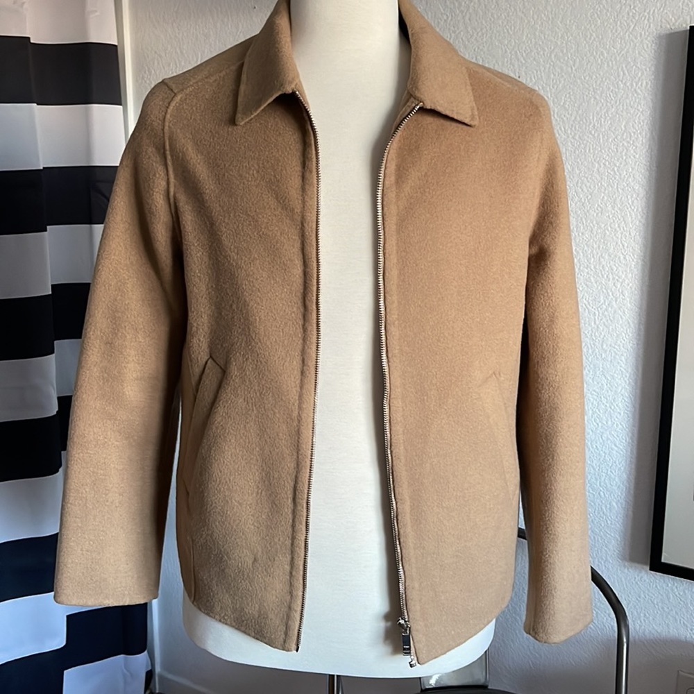 ZARA men’s camel tan wool bomber jacket M